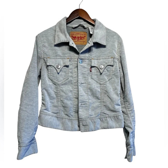 Levi's Jackets & Blazers - Levis Iconic Corduroy Jacket White Gray Long Sleeve Button Up Size L